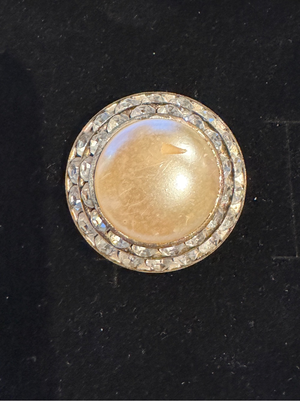 Vintage Gold-Tone Crystal Halo Statement Ring